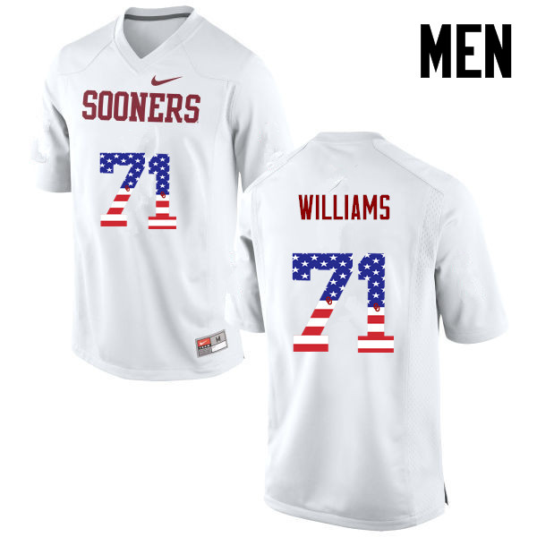 Men Oklahoma Sooners #71 Trent Williams College Football USA Flag Fashion Jerseys-White